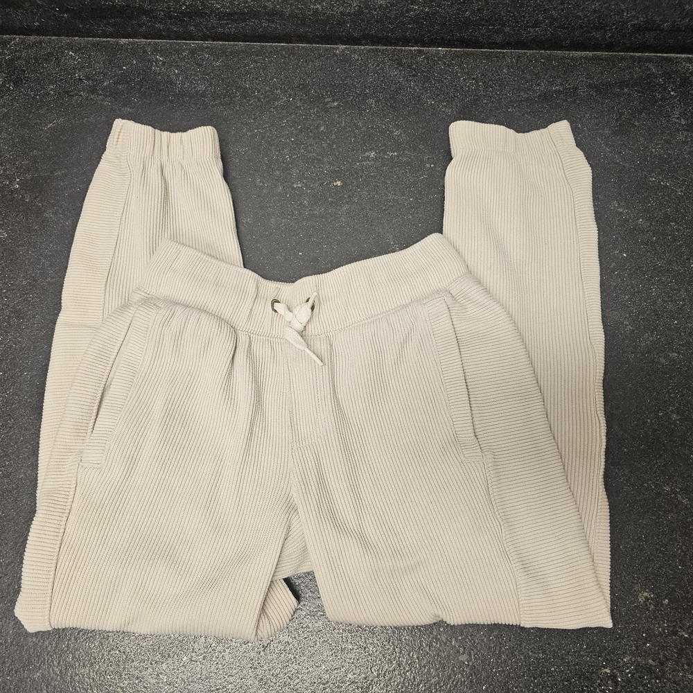 Cream Ribbed Lounge Pants